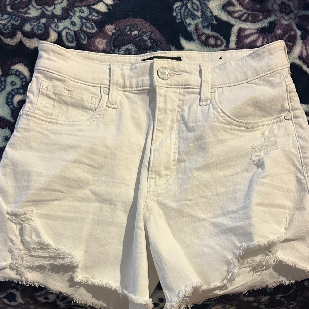 Kut from the Kloth White Distressed Jean Shorts